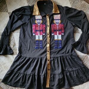 Sequin Nutcracker Black Mini Dress